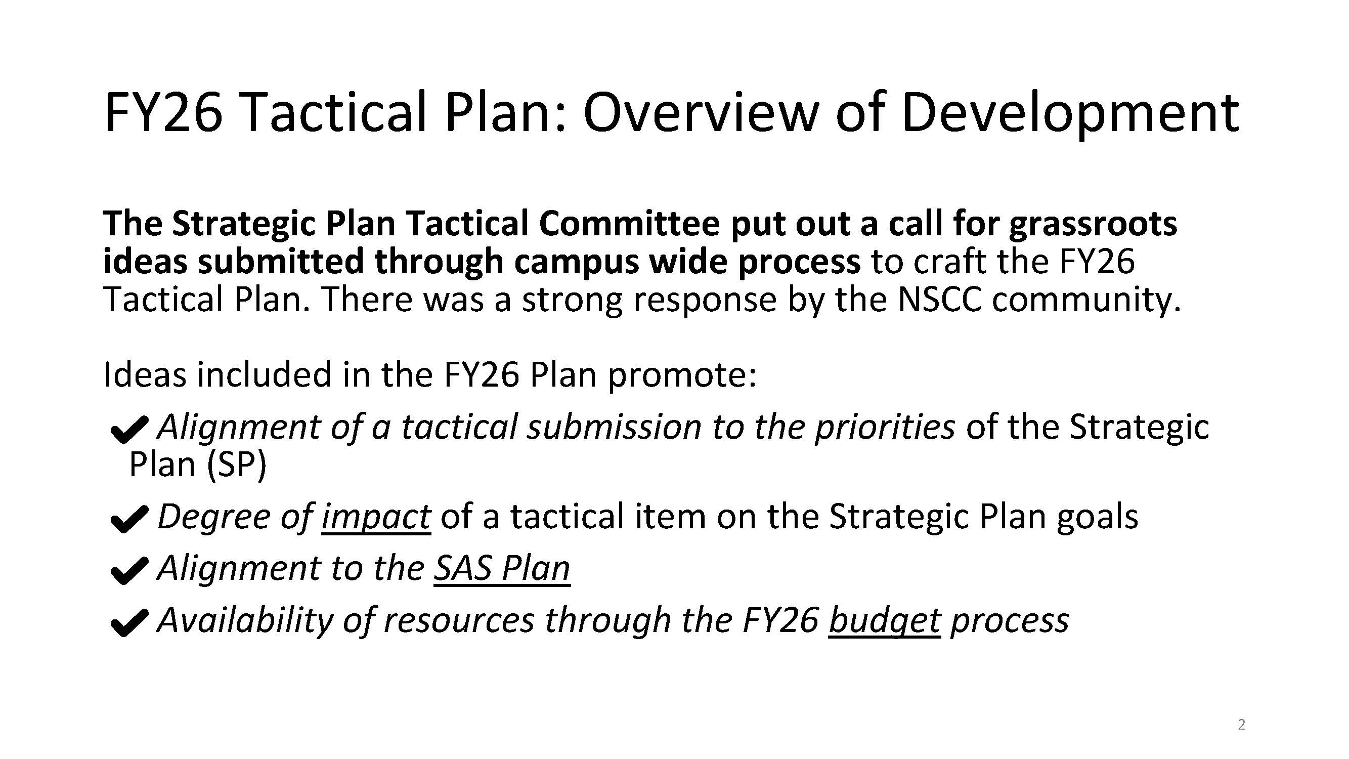 FY26 TP overview of development